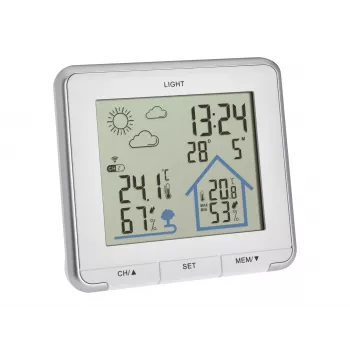 TFA Dostmann LIFE Radio-Controlled Weather Station with 12-24h Forecast, Colour LCD, Indoor/Outdoor Temperature & Humidity, DCF-77 Clock, Frost Alarm, 1 Sensor Included – Black 35.1153.02