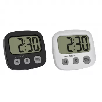 TFA Dostmann 2-Piece Digital Timer Set with Stopwatch and Clock, Black and White (38.2057.40.02)