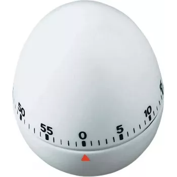 TFA DOSTMANN Egg Kitchen Timer, Mechanical, White, 60 Minutes, Bell Alarm, 60 x 74 mm 38.1002