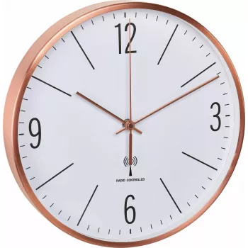 TFA Dostmann 60.3534.51 Round Copper-White Quartz Wall Clock