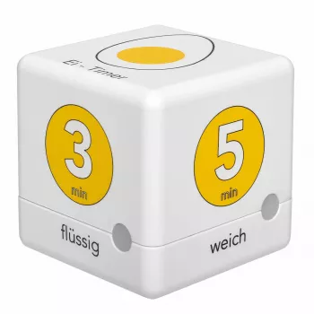 TFA Dostmann Cube Timer Digital Egg Timer, White/Yellow (38.2041.07)