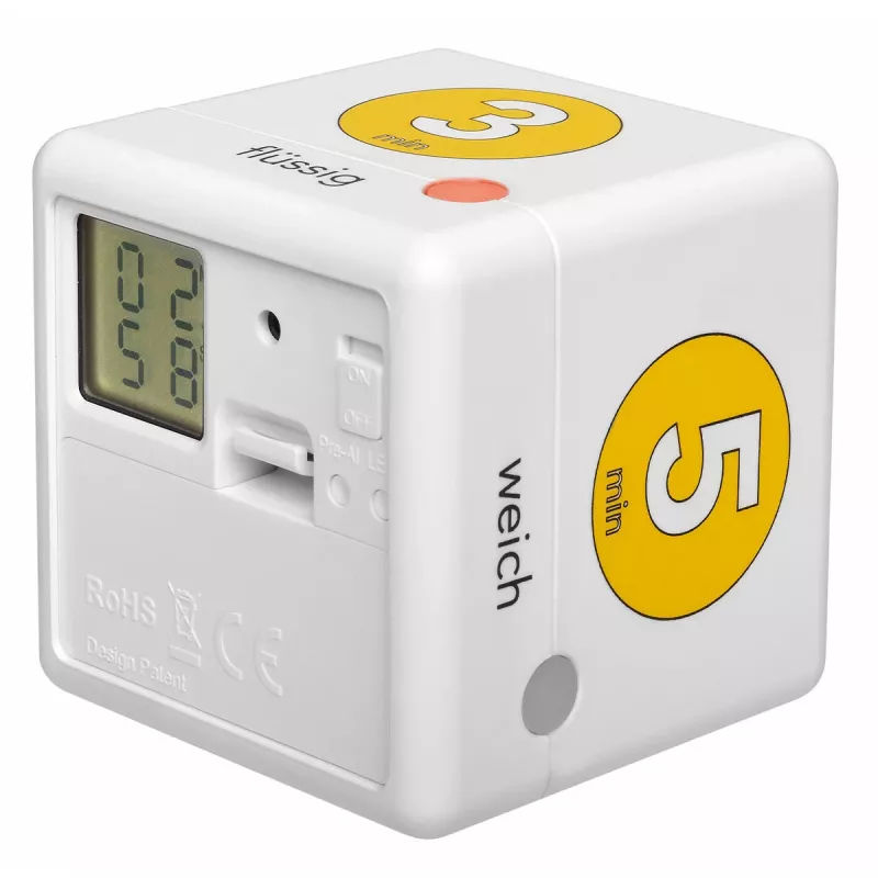TFA Dostmann Cube Timer Digital Egg Timer, White/Yellow (38.2041.07)