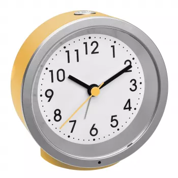 TFA Dostmann 60.1034.07 Yellow Round Analogue Quartz Alarm Clock