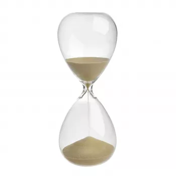 TFA Dostmann Gold Sand Timer, Transparent, 5 Minutes, Glass, Black Caps 18.6009.53.90