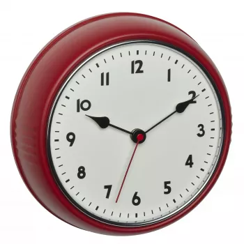 TFA Dostmann 60.3541.05 Radio-Controlled Wall Clock, Round, Red Metal Frame, Glass Cover, 240 mm Diameter