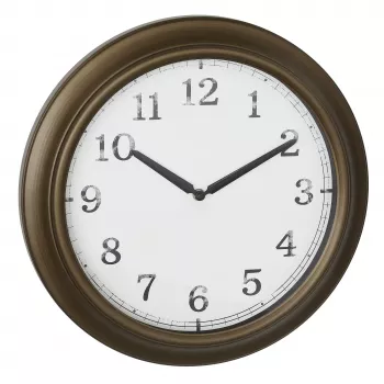 TFA Dostmann 60.3066.53 Outdoor Metal Wall Clock - Quartz, Brass, Splash-proof, 387 mm, Large Display