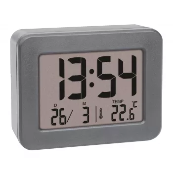 TFA Dostmann 60.2044.10 Quartz Alarm Clock Grey with Single Alarm