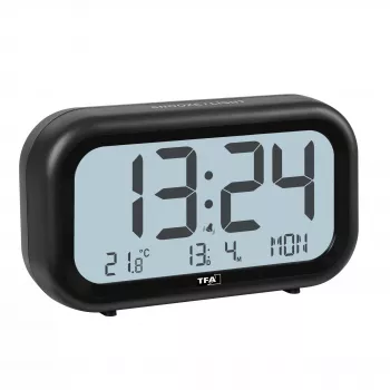 TFA Dostmann 60.2052.01 quartz alarm clock black extra loud alarm large display