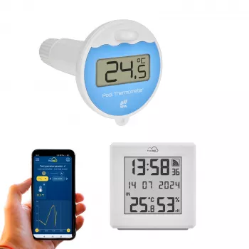 TFA Dostmann TFA.me Smart Pool Thermometer Starter Set with Wi-Fi Gateway and Floating Pool Sensor, White 35.8110.02