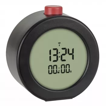 TFA Dostmann 60.2569.01 Radio-Controlled Alarm Clock, Large Display, Timer, Black/Red