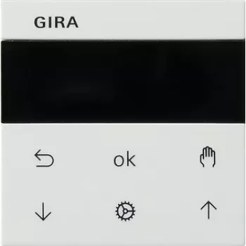 Gira System 55 Blind/Roller Shutter Timer with Display, Pure White Glossy 536627