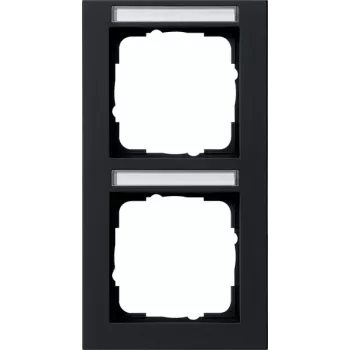 Gira System 55 Cover Frame 2-Gang Vertical Black Matt 110209