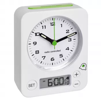 TFA Dostmann radio alarm clock 60.1511.02 white with luminous hands