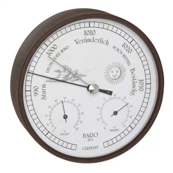 TFA Dostmann 20.2027.08 Analogue Weather Station with Barometer, Thermometer and Hygrometer, White Dial, Brass Bezel, Wall-Mountable
