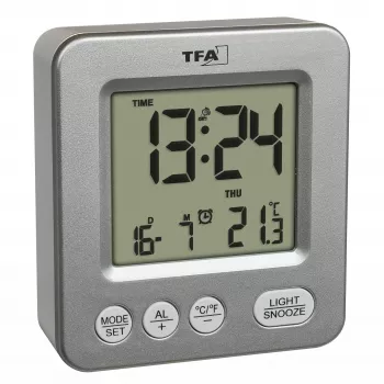 TFA Dostmann COSY Wireless Alarm Clock Silver 60.2567.54