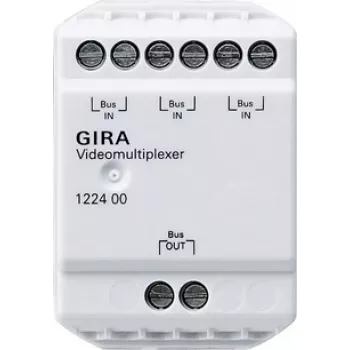 Gira 122400 video multiplexer for door communication, 2-Wire bus, 4 camera inputs, DIN rail, 6 TE