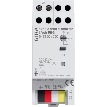 Gira wireless switching/button actuator 1-gang DIN rail 543300