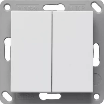 Gira Wireless Wall Switch, Battery-Free, 2-gang, Pure White Matt, 242227