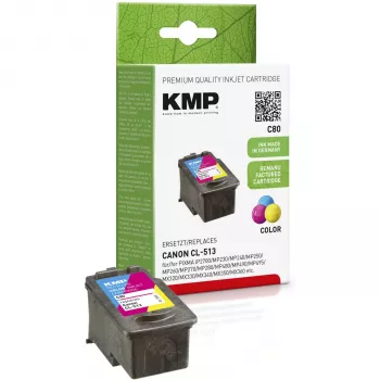 KMP C80 Tri-Colour Ink Cartridge (Cyan, Magenta, Yellow) - 13 ml - Compatible for Canon PIXMA MP230, MP252, MP258, MP272, MP280, MP282, MP495, MP499, MX360, MX410, MX420 1512.4530