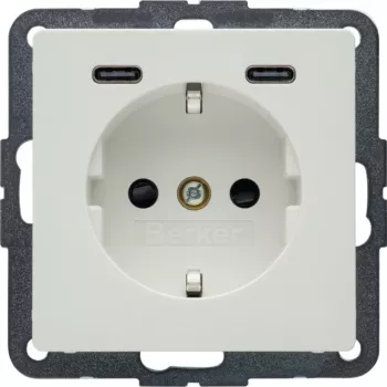 Hager Berker Q.x SCHUKO Socket with USB-C PD 20W, Polar White 48156089