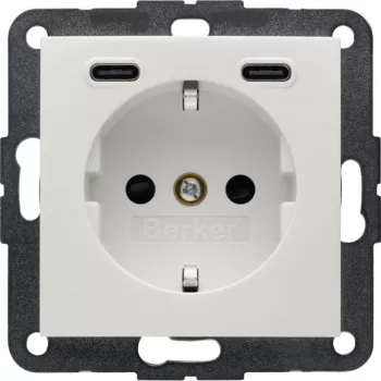 Berker SCHUKO Socket with USB-C PD 20W, S.1, Polar White Glossy 48158989