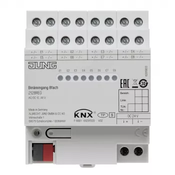 JUNG KNX 8-Channel Binary Input Module, DIN Rail Mounting, 4 HP Width 2128REG