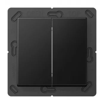JUNG MAT A 595 SWM Matter Push Button 2-Gang, Battery-Powered, 4-Channel, Thermoplastic Lacquered, Series A, Graphite Black Matt