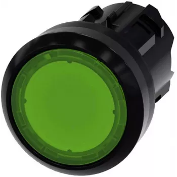 Siemens SIRIUS ACT Pushbutton Actuator, 22mm, Round, Green, Momentary, Non-Illuminated, Plastic Front Ring, Black 3SU10010AD400AA0