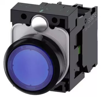 Siemens SIRIUS ACT Illuminated Pushbutton Complete Unit, Plastic, Blue, 1NO+1NC, 24V AC/DC LED 3SU1102-0AB50-1BA0