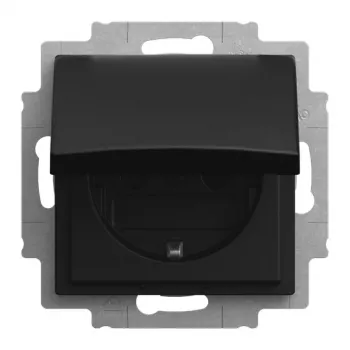 Busch-Jaeger SCHUKO® socket with hinged lid, matt black (2CKA002013A5540)