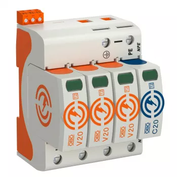 OBO BETTERMANN SurgeController V20 V20-3+NPE+FS-280 3-Pole with NPE+FS 280V Type 2 SPD 5095333