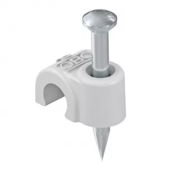 OBO Bettermann Insulated Nail Clip 9 mm Light Grey (100-Pack) 2227746