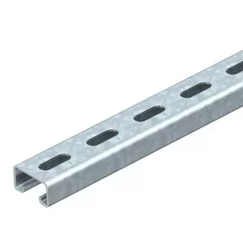 OBO Bettermann Mounting Rail C-Profile 41x21 mm, Slotted, 2000 mm, Hot-Dip Galvanised Steel, Slot Width 22 mm 1122933
