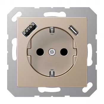 JUNG SCHUKO socket with USB Type A & C A1520-15CACH