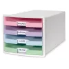 HAN IMPULS drawer box DIN A4, 4 drawers, pink/purple/blue/green 1013-129D