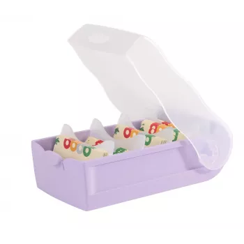 HAN CROCO A7 landscape index card box, pastel violet translucent body with clear lid, polypropylene, 1 piece 997-887