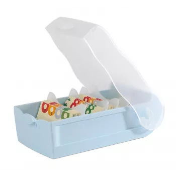 HAN CROCO index card box A8 landscape, pastel blue transparent body with clear lid, polypropylene 998-884