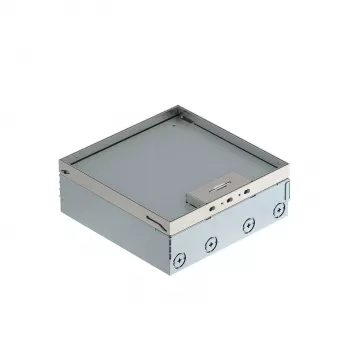 OBO Bettermann UDHO 2R Floor Box with 2x2 VDE Schuko Sockets, Stainless Steel Lid 7427300