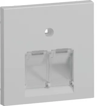 Hager GZUAE2A7035 central cover for 2 UAE/RJ45 connection boxes, light grey RAL 7035
