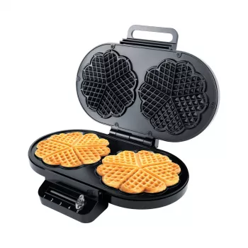 Steba WE 2 double waffle iron, indicator light, foldable, non-stick coating, black 183400