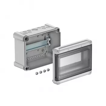 OBO Bettermann SDB 09L small distribution board, 9 modules, surface-mounted, transparent door, grey 2008828