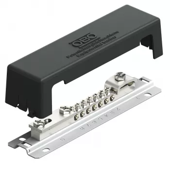 OBO BETTERMANN 1809 AM Equipotential Bonding Bar with Metal Foot, 10-Pole, Grey 5015105