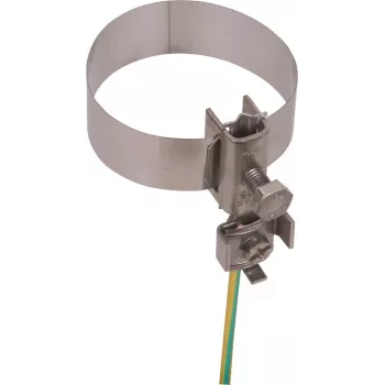 DEHN 540910 Earthing Tape Pipe Clamp for Pipes 26.9-60.3 mm, Hot-Dip Galvanised Steel, Stainless Steel Tape