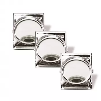 Magnetoplan Magnet Clip 35 mm Silver 3-Pack Holds up to 26 A4 Sheets (16670)