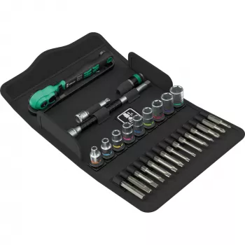 Wera 8100 SA 15 Zyklop Reversible Ratchet 1/4 inch Drive with Swivel Head and Kraftform Handle 05005542001