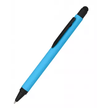 ONLINE SCHREIBGERÄTE ALU stylus ballpoint pen blue, twist mechanism, medium tip, integrated stylus for capacitive touchscreens 32118/3D