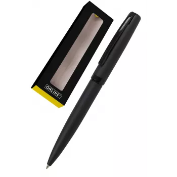 ONLINE SCHREIBGERÄTE Eleganza Ballpoint Pen, Black Barrel, Blue Ink, Twist Mechanism, Metal, Glossy Lacquer 34752