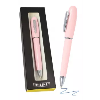 ONLINE writing instruments Highway Rose ballpoint pen, black ink, medium (M), metal body, push mechanism 38188/3D