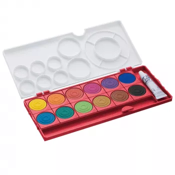 LAMY aquaplus watercolour paint box, 12 vibrant colours, red case 1222609