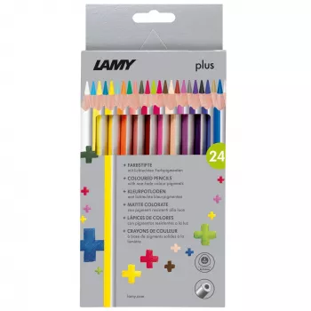 LAMY plus triangular coloured pencils, 24-Piece set in cardboard case, ergonomic triangular shape, matt surface, break-resistant lead 1222008